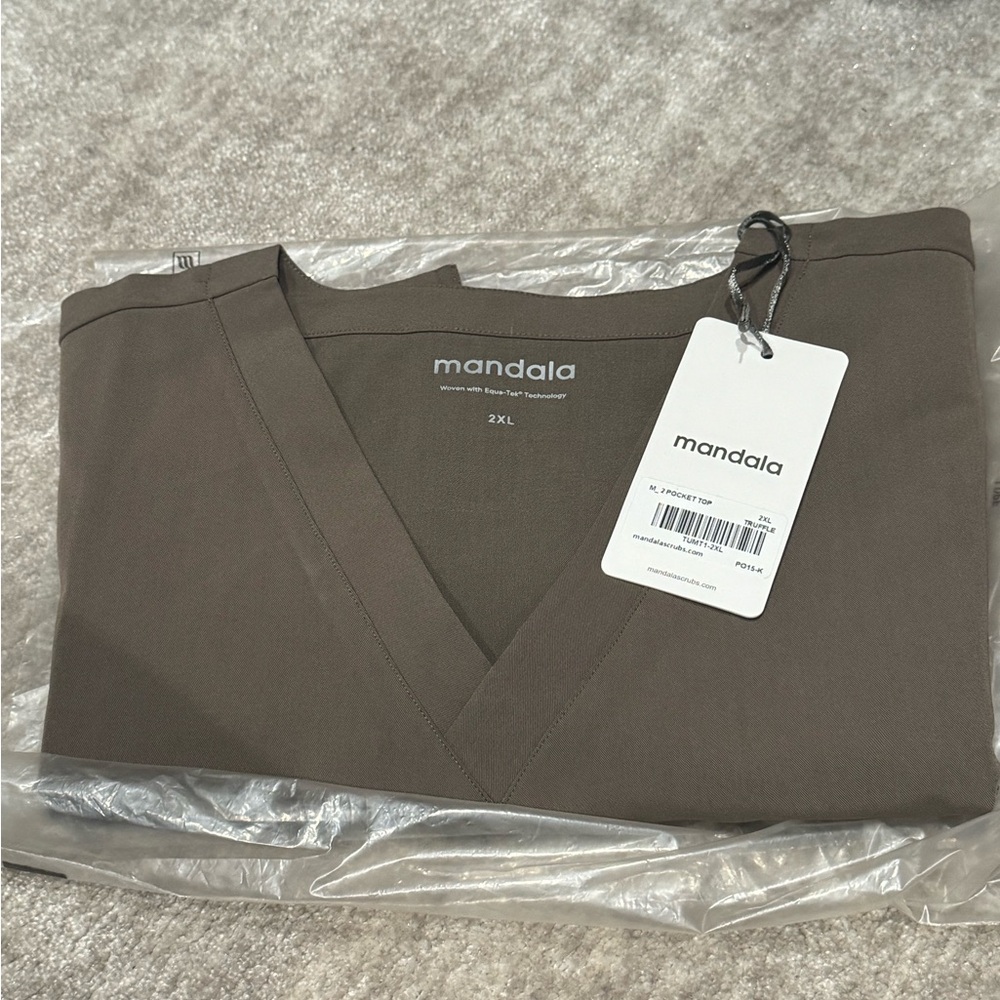 Mandala Brown Scrub Top 2XL